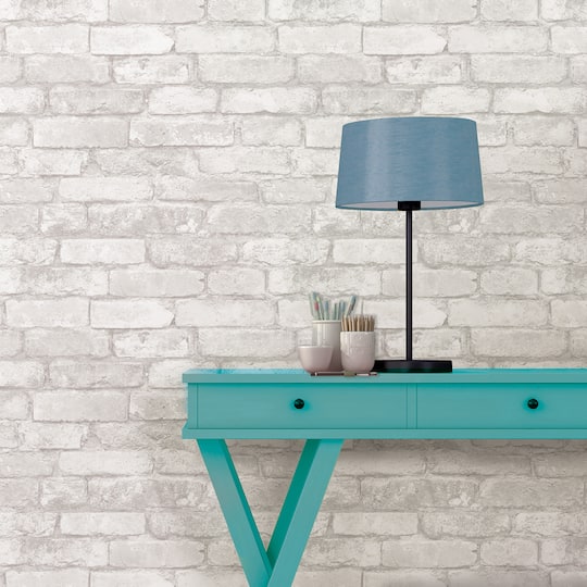 NuWallpaper Gray & White Brick Peel & Stick Wallpaper